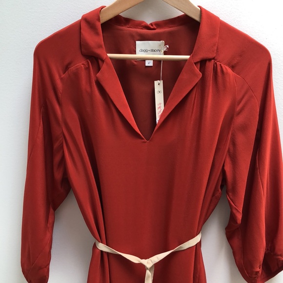 NWT - 100% silk Dagg and Stacey dress - rust - size 6 - Picture 2 of 9